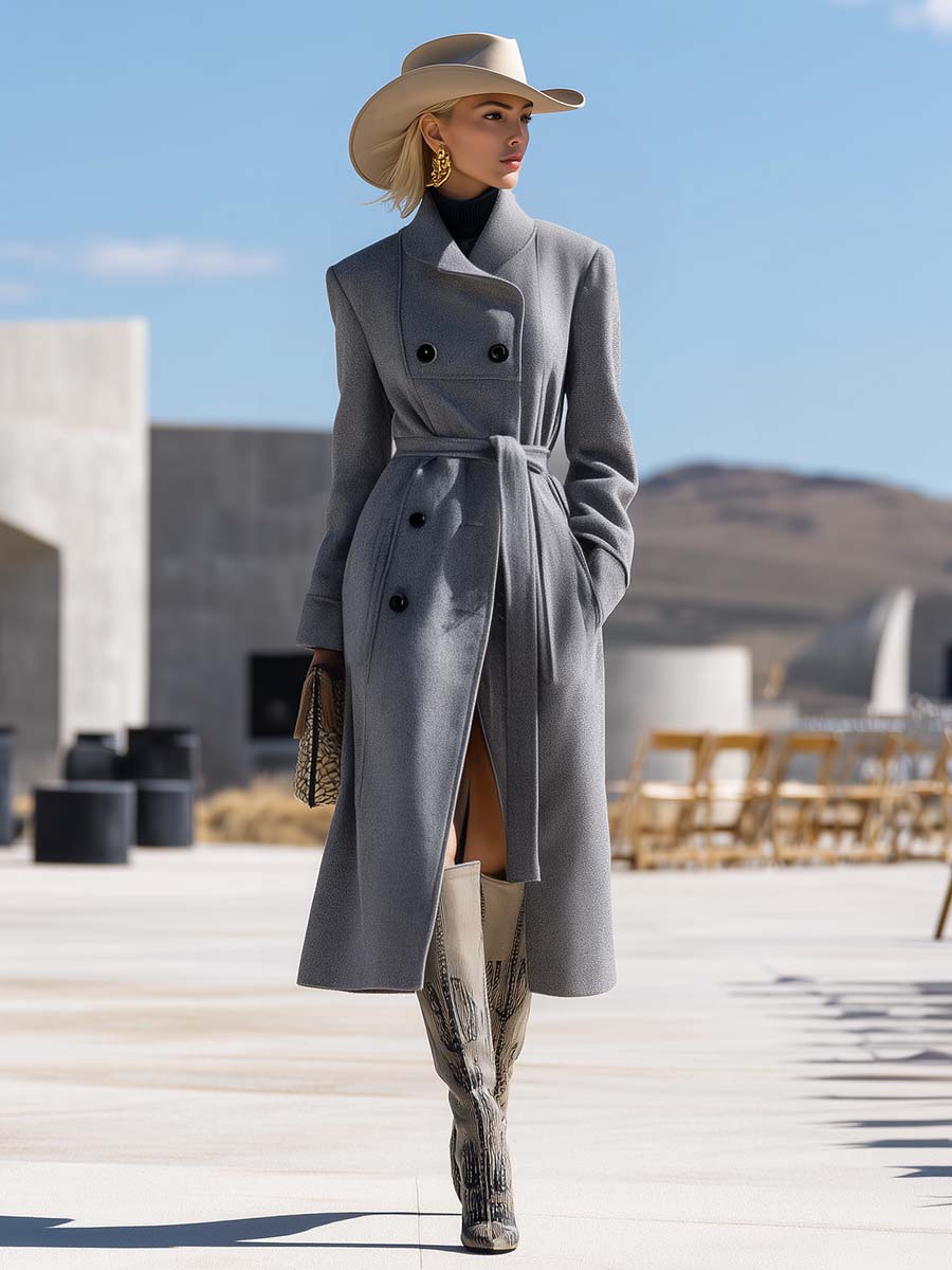 Veste en Laine Grise Chic à Double Boutonnage – Élégance et Style Assuré