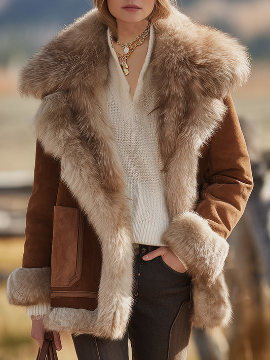 Veste en peluche vintage de luxe : Manteau en fourrure éco-responsable