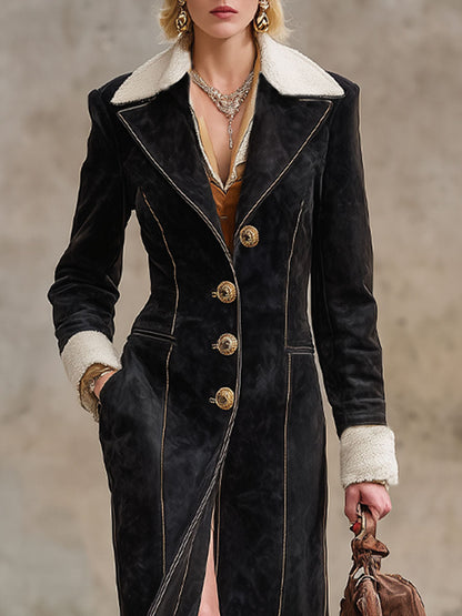 Veste en Faux Suède avec Col Sherpa - Style Western et Boutonnage Simple