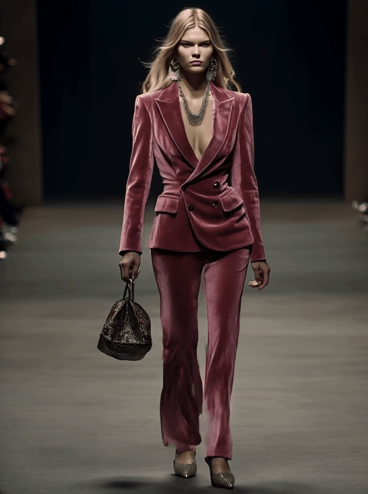 Élégant Costume Vintage en Velours Rose - Expédition Rapide en 24 Heures!