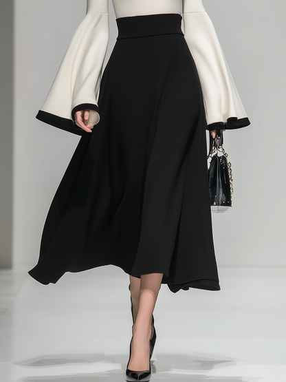 Robe Maxi Chic à Col Montant avec Détails Contrastés