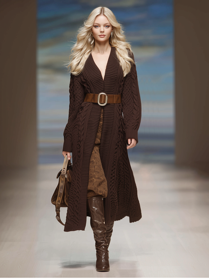 Chic Retro Long Knit Cardigan