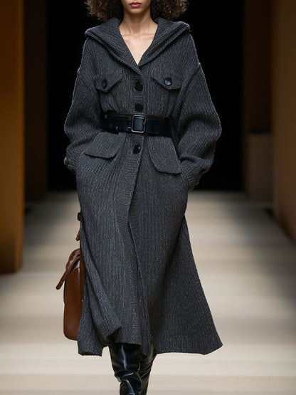 Veste à capuche en tricot oversize avec poches pratiques