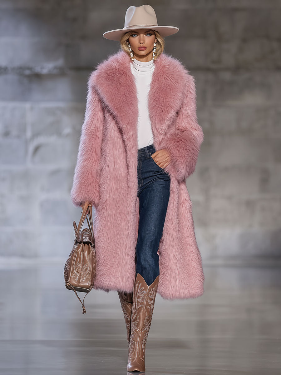 Veste Vintage en Fausse Fourrure Rose - Élégance Décontractée