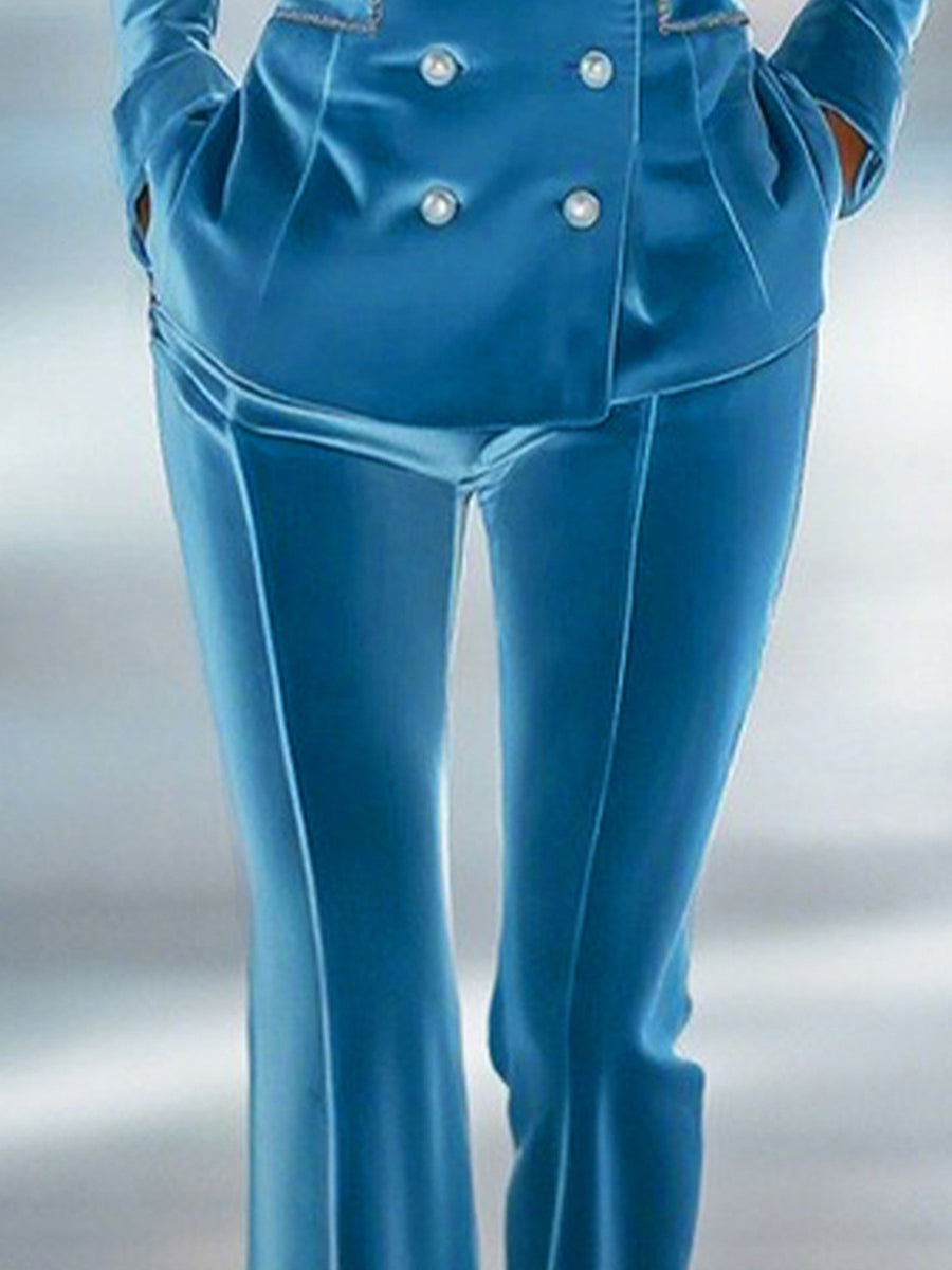 Large Pantalons en Velours Évasés - Confort Chic en Couleur Unie