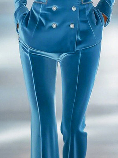 Large Pantalons en Velours Évasés - Confort Chic en Couleur Unie