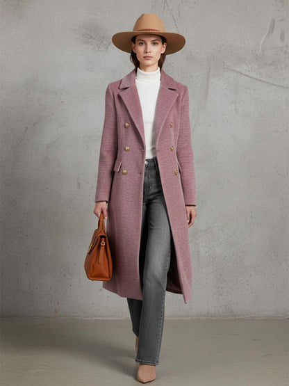 Élégant Manteau en Chenille Rose à Double Boutonnage : Chaleur et Style Assurés
