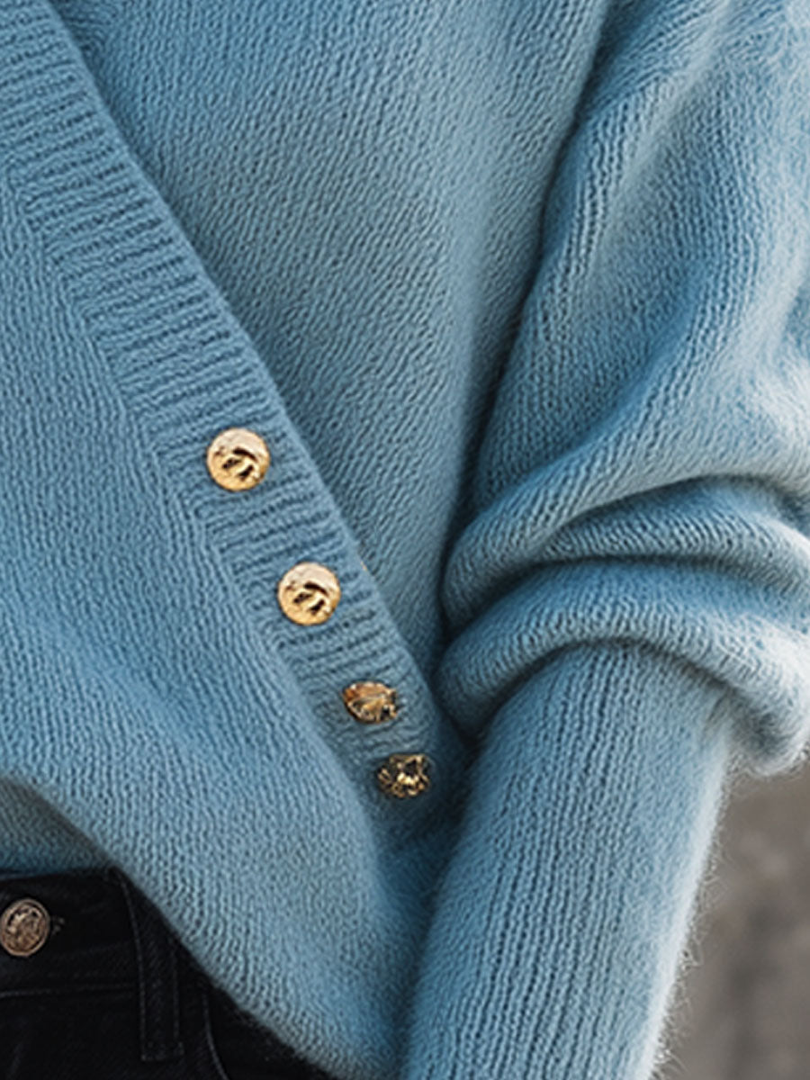 Chic et Élégant : Pull Tricoté Bleu