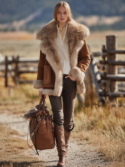 Veste en peluche vintage de luxe : Manteau en fourrure éco-responsable