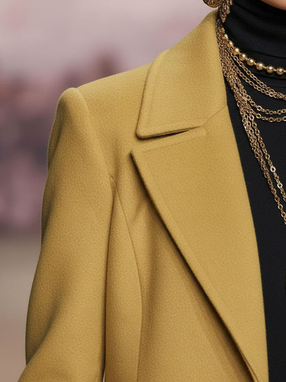 Veste en Laine Imprimée Léopard avec Revers, Boutonnage Élégant et Poches Pratiques