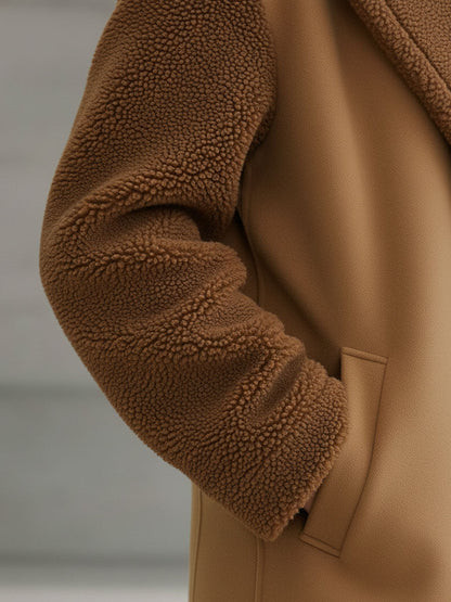 Veste en polaire marron kaki au style rétro décontracté