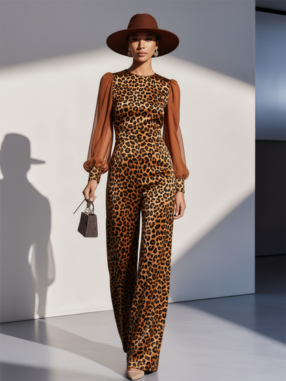 Combinaison Élégante en Velours Imprimé Léopard : Chic et Sexy