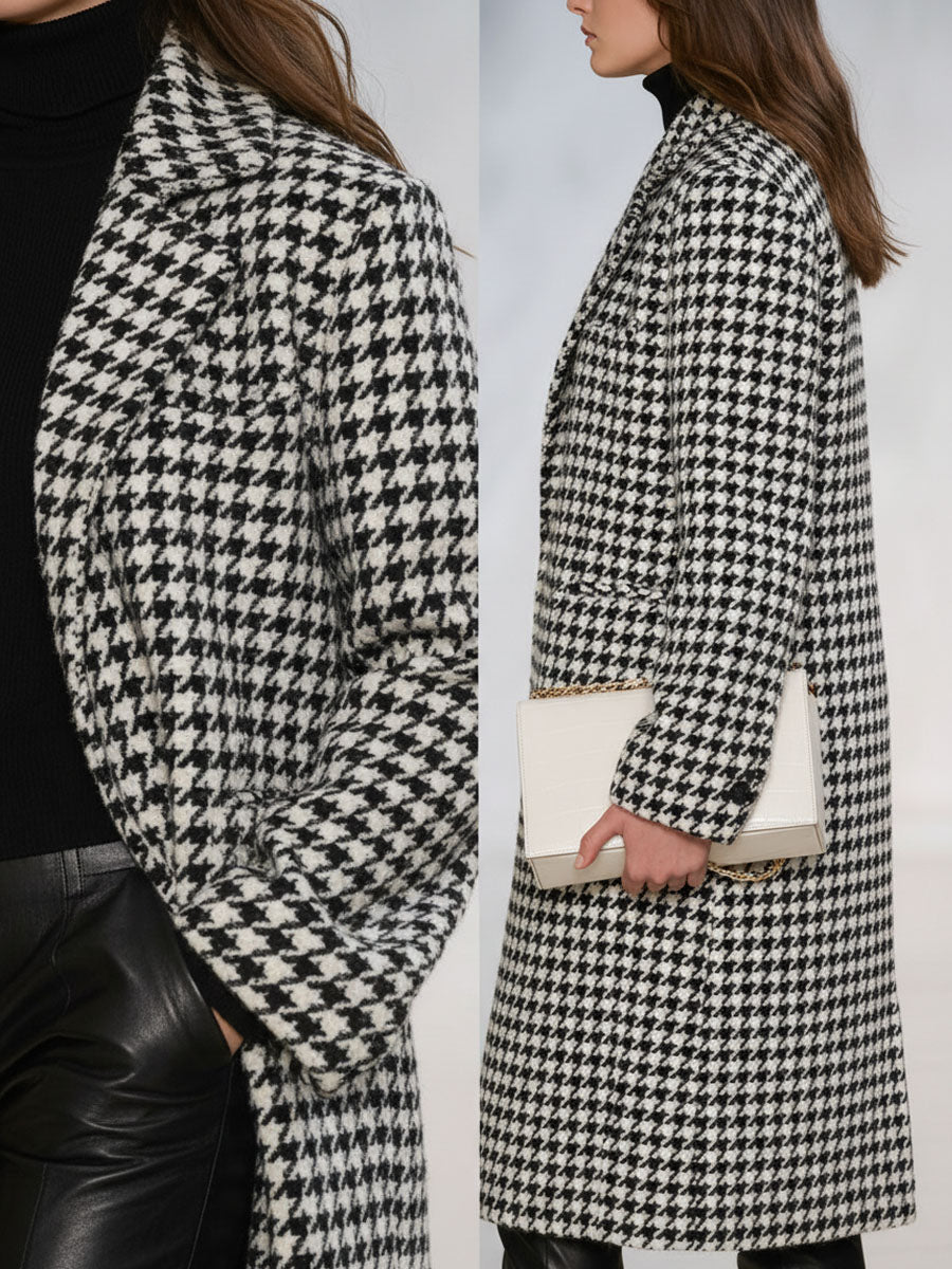 Veste à carreaux noir et blanc avec double poche