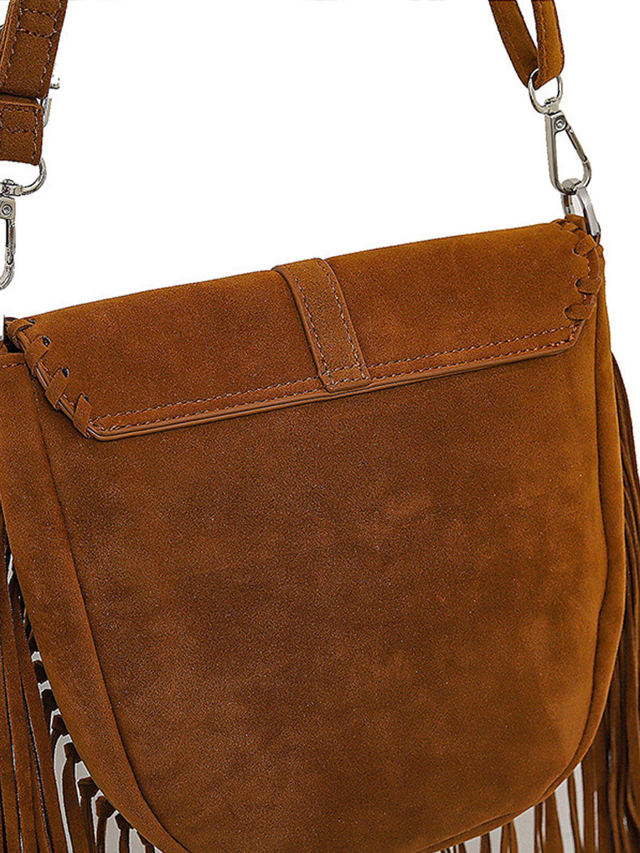 Vintage Bohème Suède Sac à Épaule avec Franges