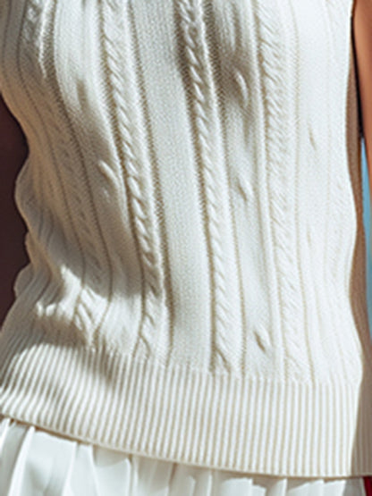 Pull Sans Manches à Col Montant - Style Sportif Rétro