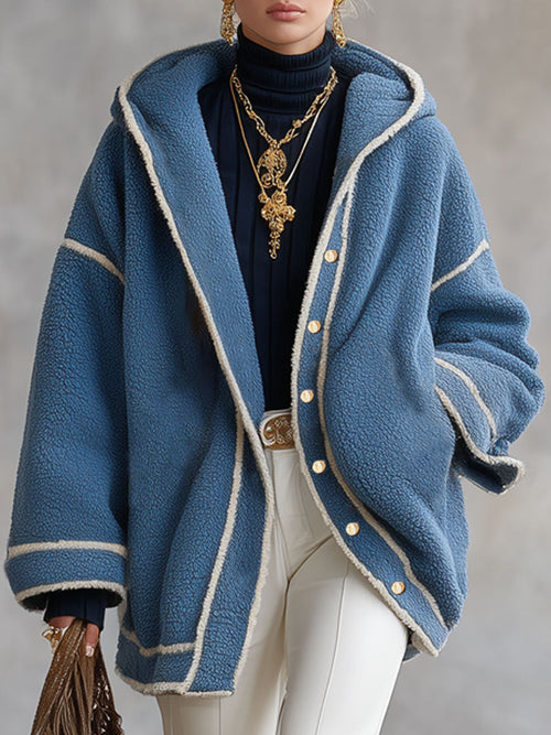 Veste en polaire oversize avec bordure contrastante et fermeture à boutons