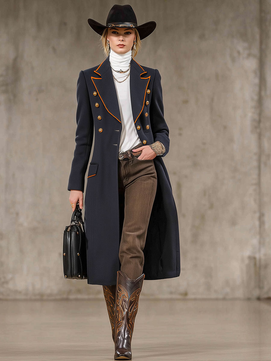 Veste en Laine Élégante avec Boutons Contrastants et Col Sophistiqué