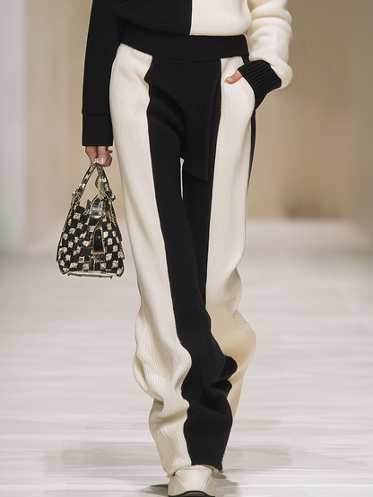 Ensemble Sportif Rétro : Pull Zippé à Col Montant et Pantalon Bicolore