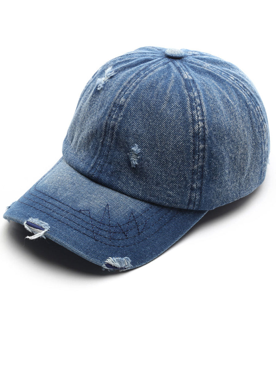 Casquette Vintage en Denim Effet Usé - Style Rétro