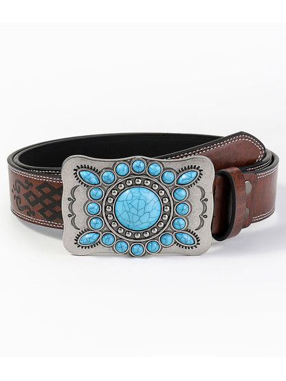 Ceinture Décontractée en PU Cuir avec Motifs Floraux Vintage