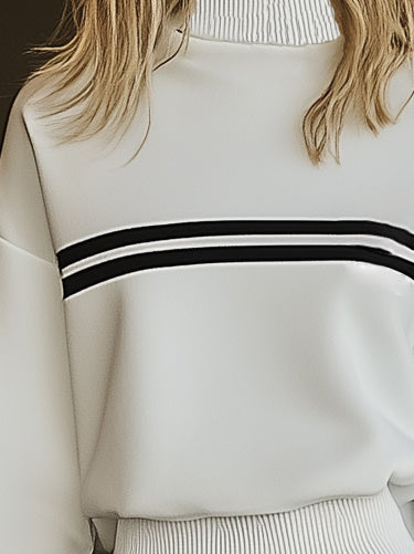 Robe Mini à Manches Longues en Sweat Rayé - Livraison Rapide en 24h!