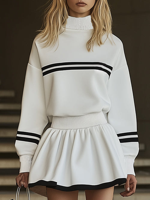 Robe Mini à Manches Longues en Sweat Rayé - Livraison Rapide en 24h!