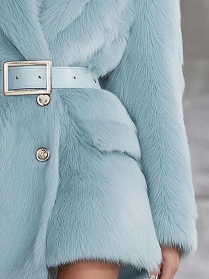 Veste Courte en Fausse Fourrure de Renard Bleu - Élégance Rétro