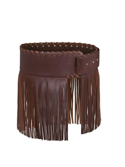Ceinture Taille en Simili Cuir avec Franges et Détails Funky Punk