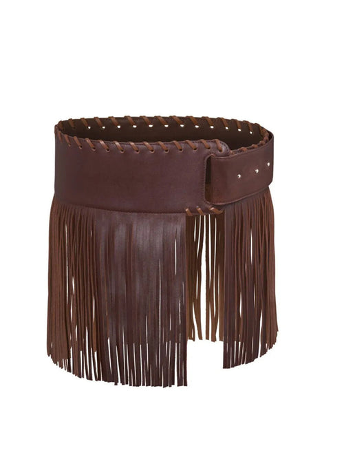 Ceinture Taille en Simili Cuir avec Franges et Détails Funky Punk