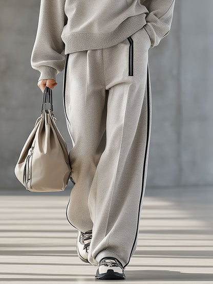 Ensemble Sportif à Zip - Sweatshirt et Pantalon en Gris Clair
