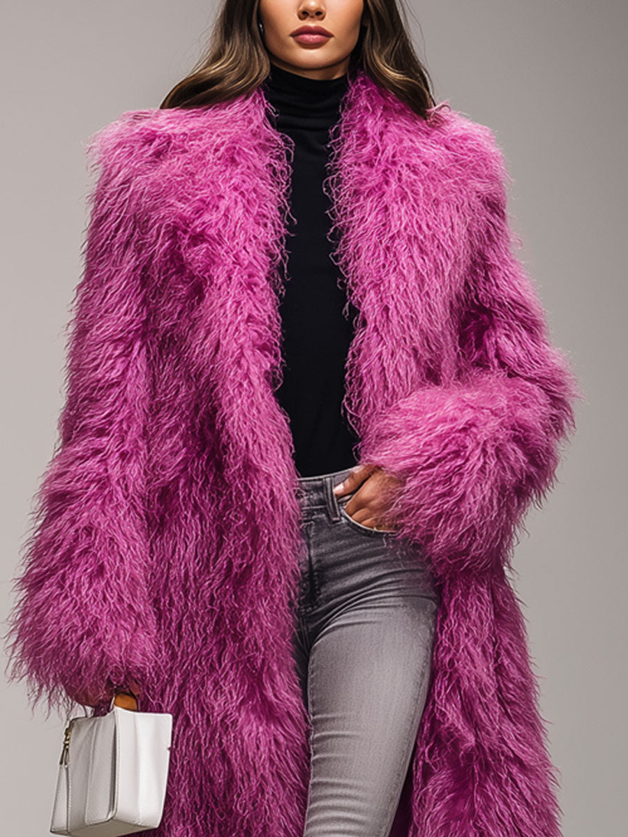 Veste Écologique en Fourrure Chaude avec Col Coloré Fruit du Dragon