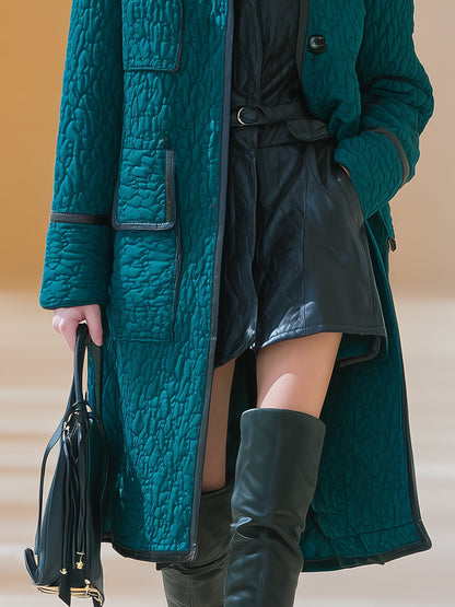 Veste Matelassée Verte Chic avec Détails Noirs