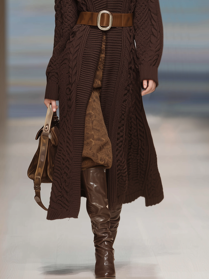 Chic Long Knit Cardigan - Retro Casual Style