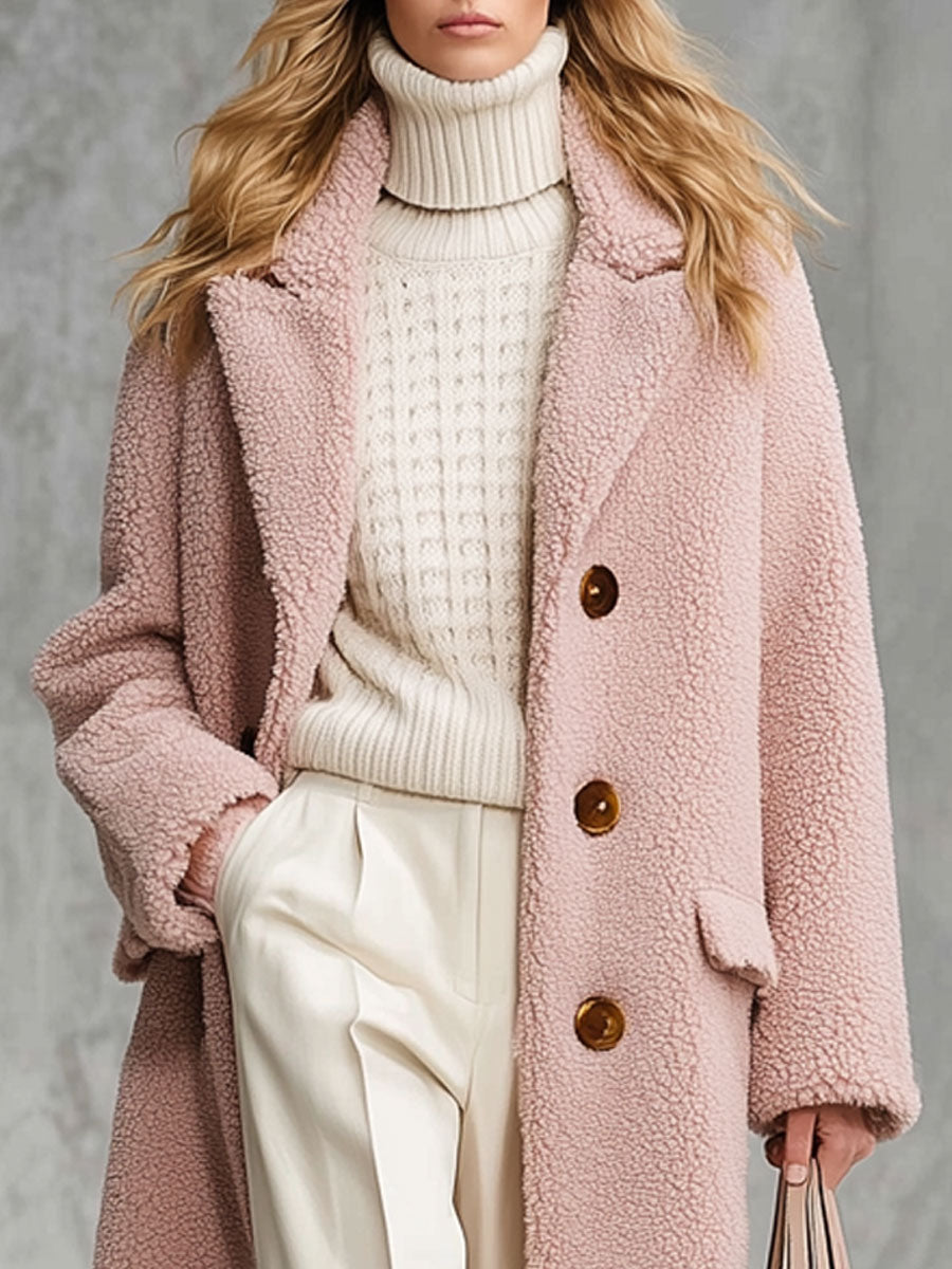 Veste Polaire Boutonnée à Imprimé Léopard Rose Vintage