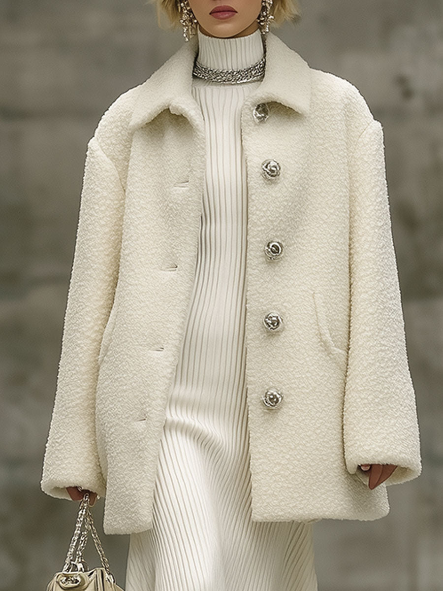 Veste Polaire Rétro Blanche