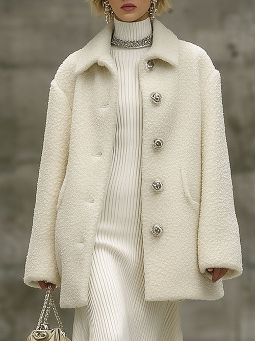 Veste Polaire Rétro Blanche