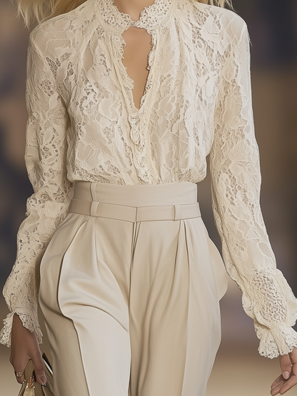 Chemise Longue en Dentelle Élégante - Expédition Rapide en 24 Heures