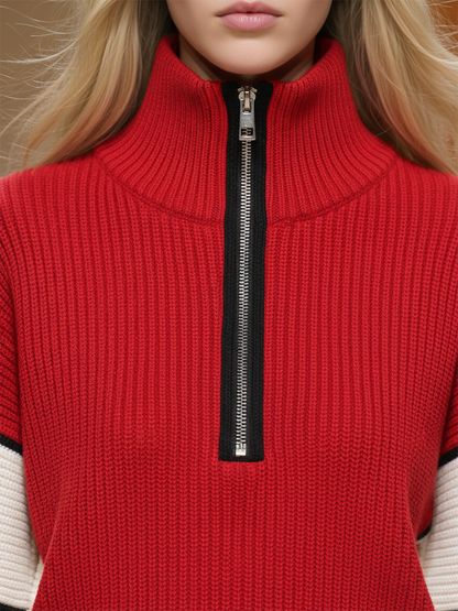 Ensemble Sportif Rétro en Tricot : Haut et Pantalon aux Couleurs Contrastées