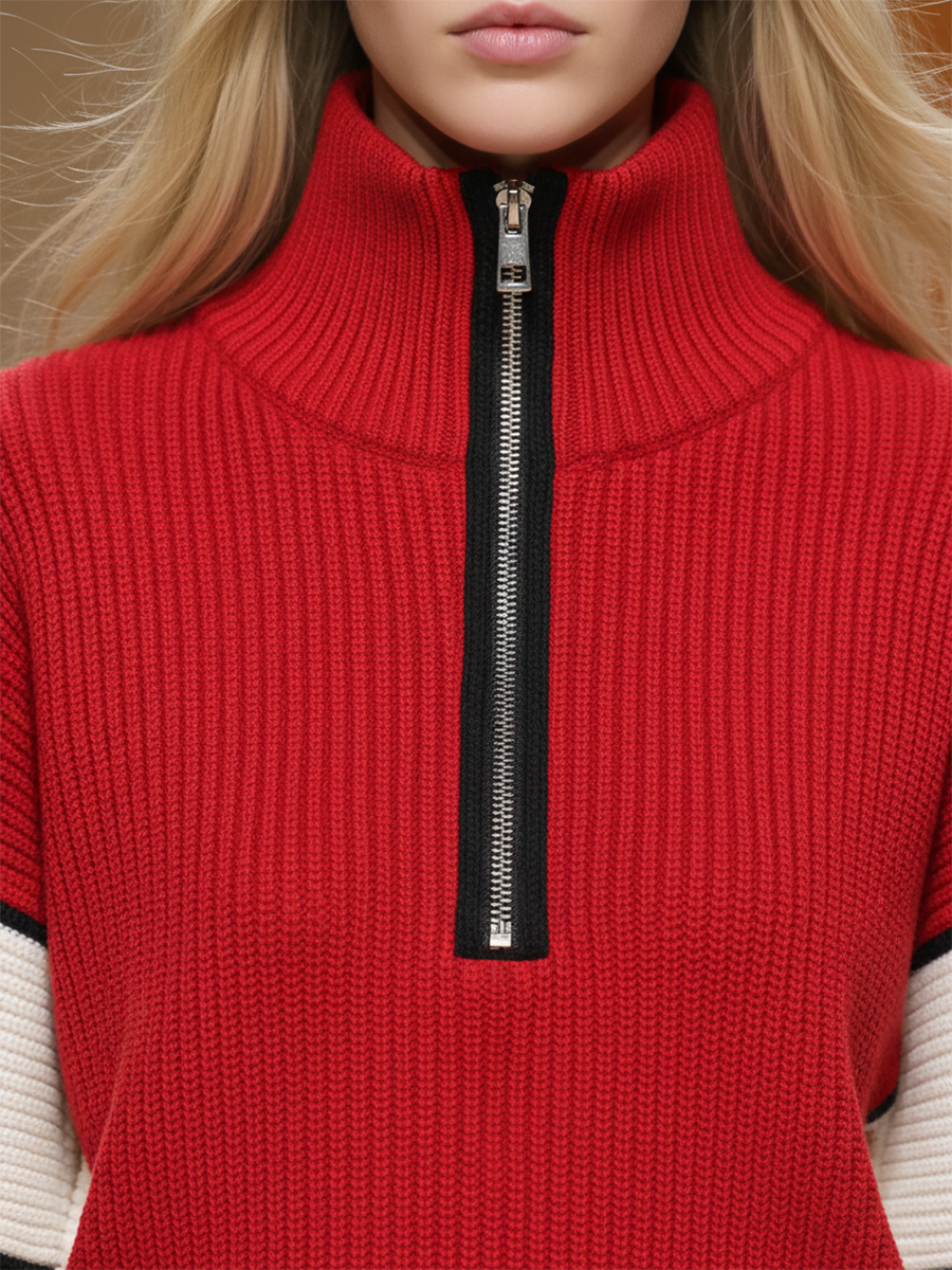 Ensemble Sportif Rétro : Haut et Pantalon Tricot à Couleurs Contrastées