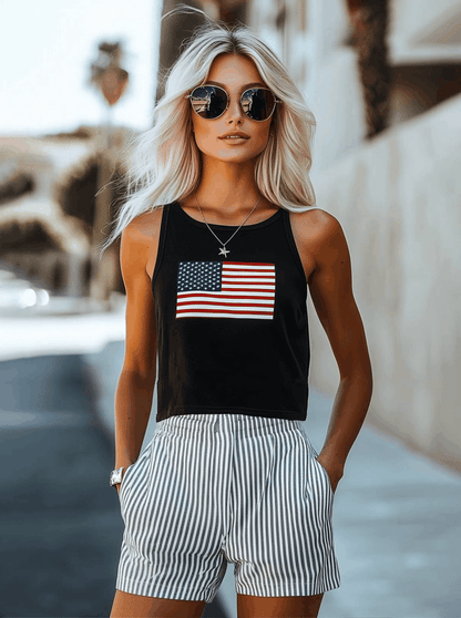 【Livraison en 24 heures】Ensemble Casual : Haut Imprimé & Shorts Rayés