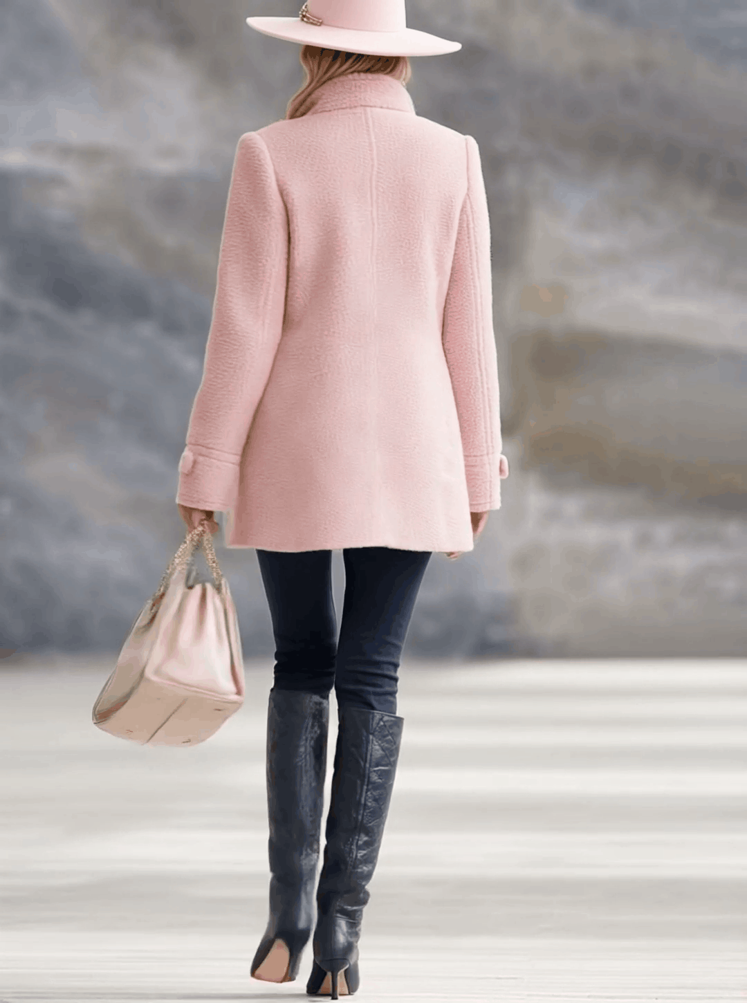 Veste Décontractée en Polaire Rose Vintage avec Zip