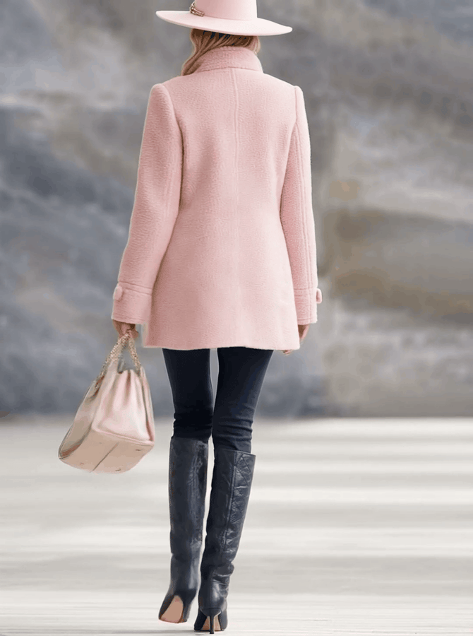 Veste Décontractée en Polaire Rose Vintage avec Zip