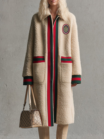 Chic Manteau Beige en Fausse Laine d'Agneau : Élégance et Simplicité