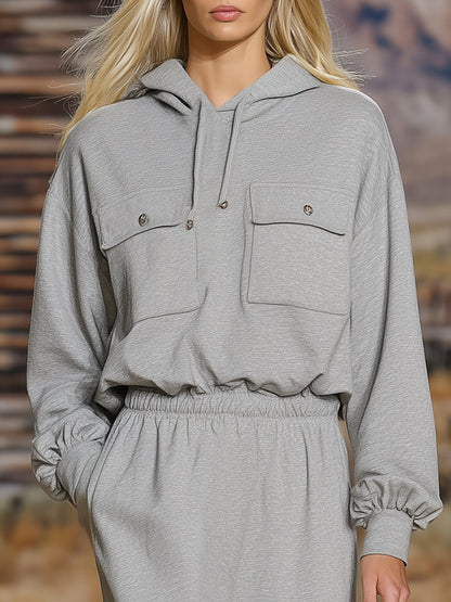 Décontractée Robe Midi à Capuche en Gris Clair