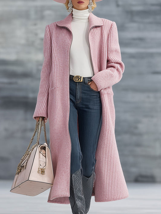 Retro Rose Knitted Zip-Up Cardigan