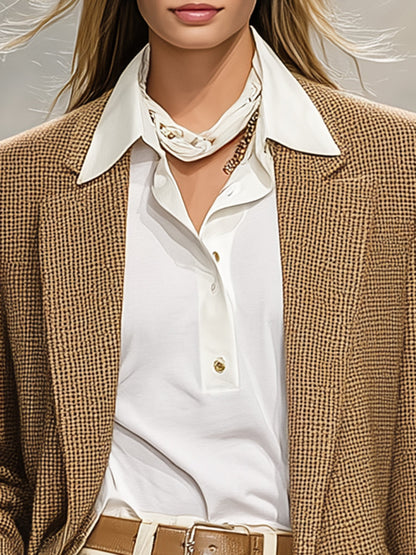 Chic Blazer Khaki au Style Rétro