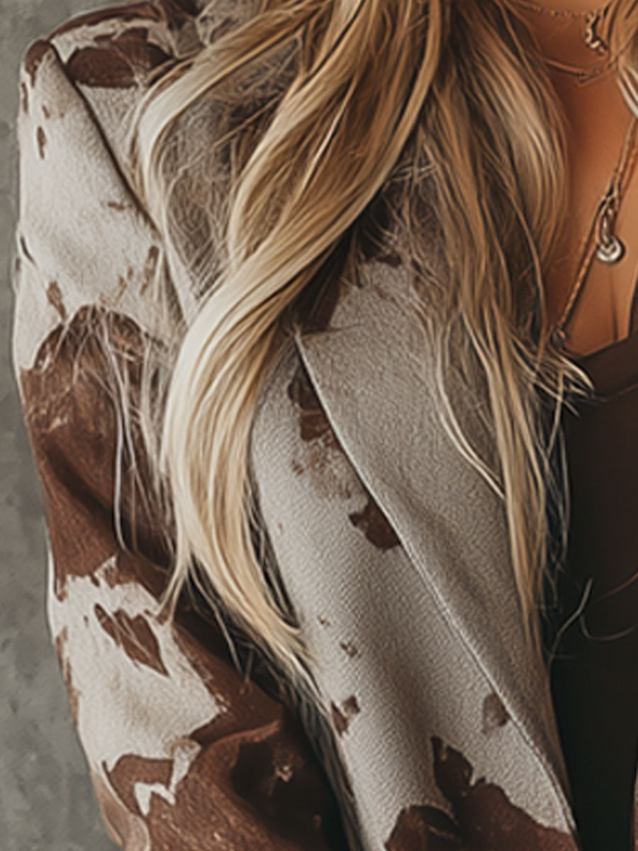 Veste en Suédine Imprimée Style Cowboy Vintage