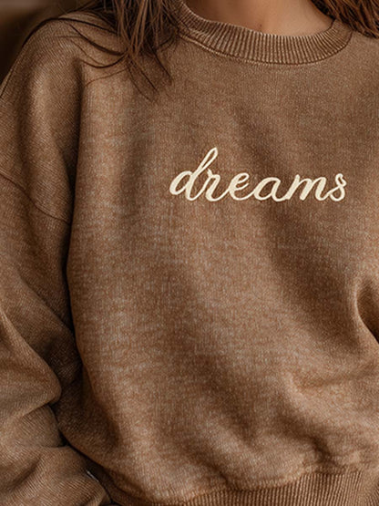 Pull Décontracté en Tricot Marron Chiné