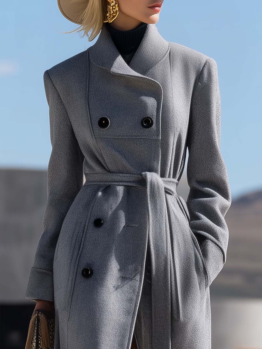Veste en Laine Grise Chic à Double Boutonnage – Élégance et Style Assuré