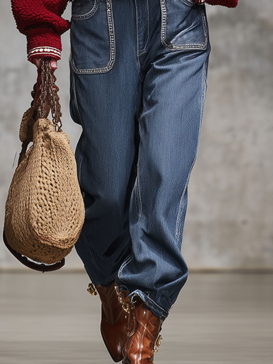 Jean Vintage à Poches - Coupe Décontractée